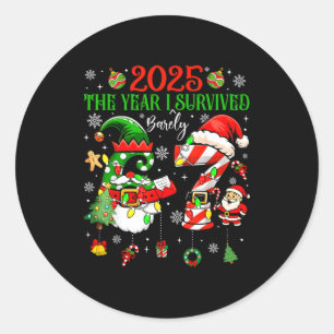 Christmas 2025 The Year I Barely Survived Six Seve Classic Round Sticker