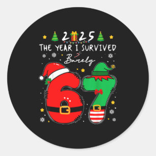 Christmas 2025 The Year I Barely Survived Six Seve Classic Round Sticker