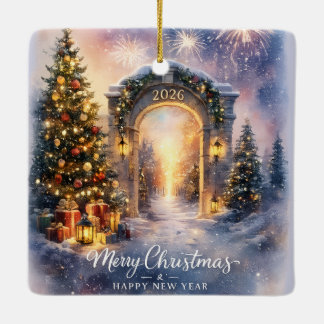 Christmas 2026 Holiday Winter Wonderland Archway Ceramic Ornament