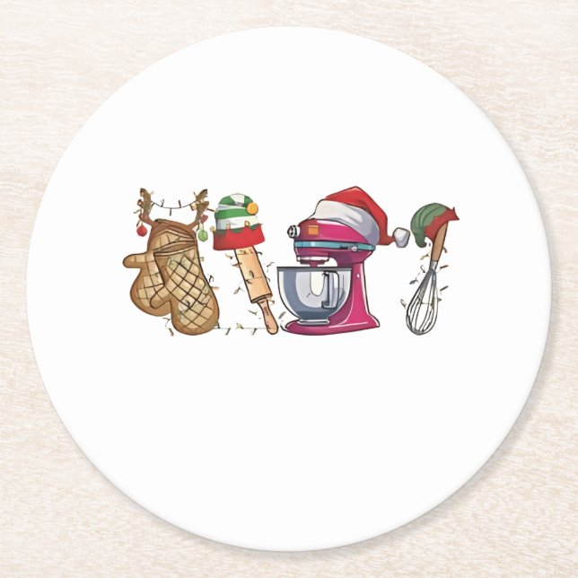 christmas 2026,  round paper coaster (Front)