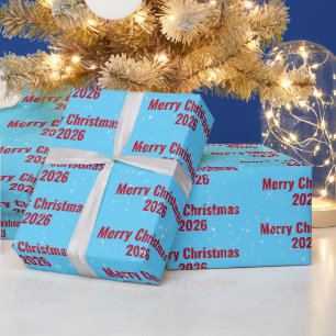 Christmas 2026 Text On Aqua Wrapping Paper