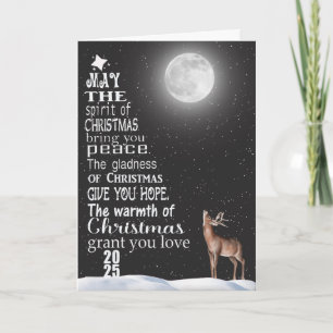 Christmas 2026 Tree With Deer and Moon Card