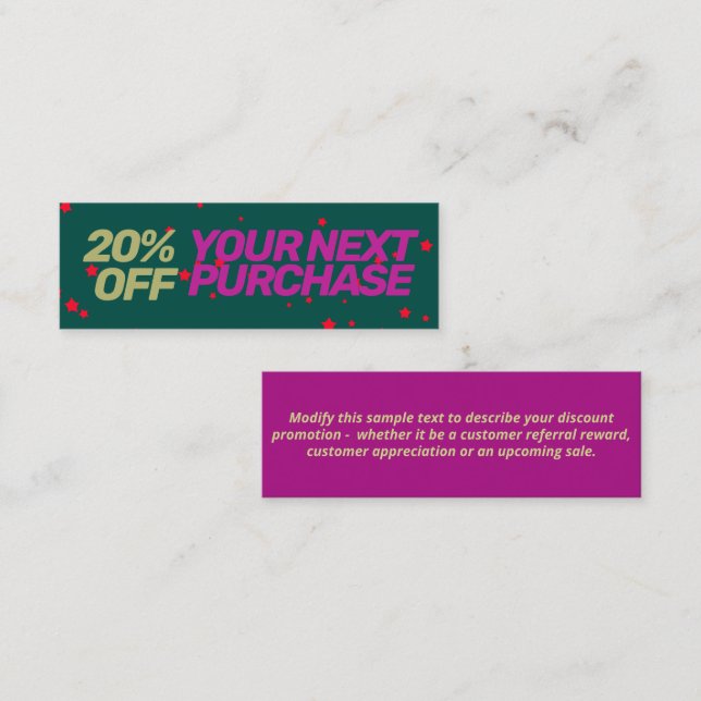 Christmas 20% OFF Customer Discount Coupon  Mini Business Card (Front/Back)