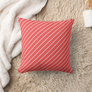 Christmas 2 Different Sides Red & White Stripes Throw Pillow