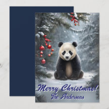 Christmas 2 panda, Happy Holidays, Christmas card
