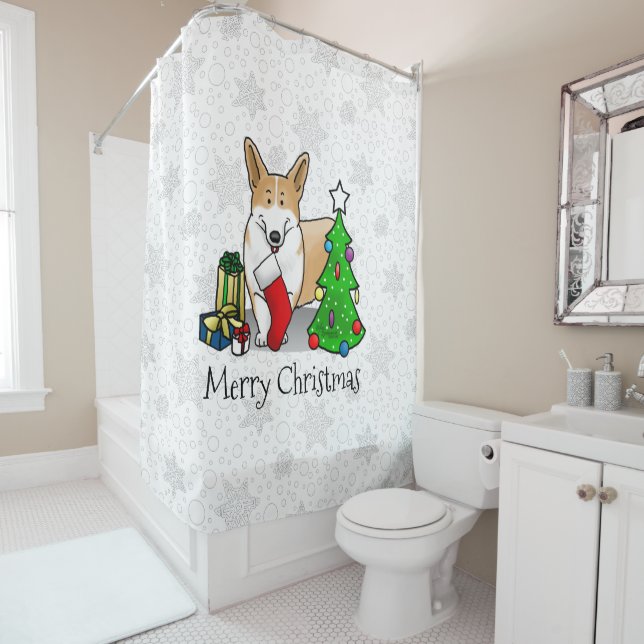 Christmas 2 Pembroke Welsh Corgi (red 1) Tree Cute (In Situ)