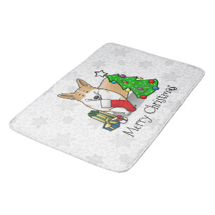 Christmas 2 Pembroke Welsh Corgi (red 1) Tree Cute Bath Mat