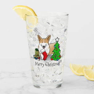 Christmas 2 Pembroke Welsh Corgi (red 1) Tree Cute Glass