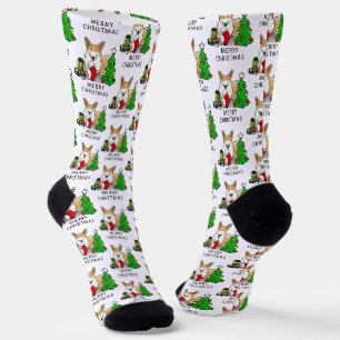 Christmas 2 Pembroke Welsh Corgi (red 1) Tree Cute Socks