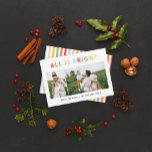 Christmas 2 photo collage rainbow colorful bright holiday card<br><div class="desc">Photo 2 collage Christmas rainbow colorful stripe all is bright fun family holiday collection.</div>