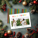 Christmas 2 photo collage rainbow cute fun holiday<br><div class="desc">Christmas photo collage rainbow cute fun all is bright design. Ideal for a modern family holiday range.</div>