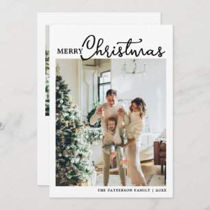 Christmas 2 Photo Trendy Calligraphy Script  Holiday Card