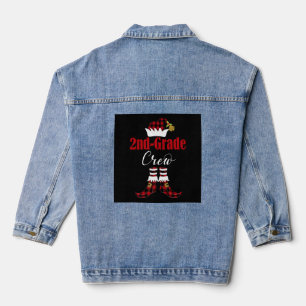 Christmas 2nd Grade Crew Elf Teacher Student Cute Denim Jacket