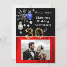 Christmas 30th Wedding Anniversary Black & Gold