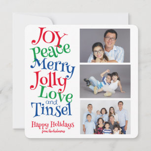 Christmas 3 Photo Fun Simple Colourful Bright Holiday Card