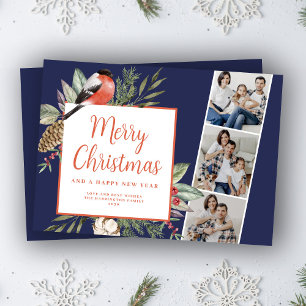 Christmas 3 Photo Greenery Holiday Card