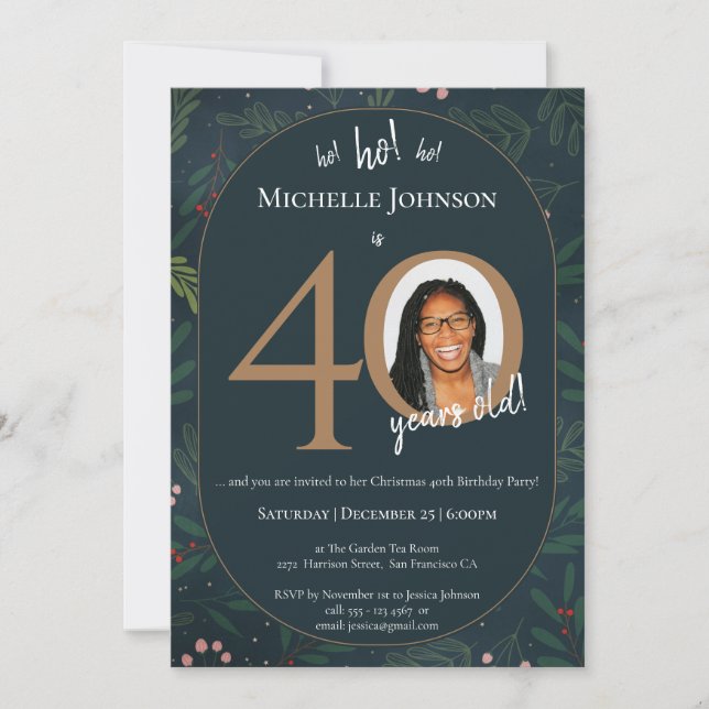 Christmas 40th Birthday Party Invitation (Front)