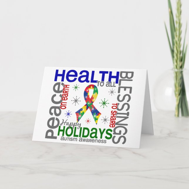 Christmas 4 Autism Snowflakes Holiday Card (Front)
