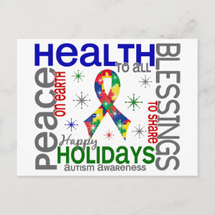 Christmas 4 Autism Snowflakes Holiday Postcard