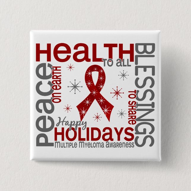 Christmas 4 Multiple Myeloma Snowflakes 2 Inch Square Button (Front)