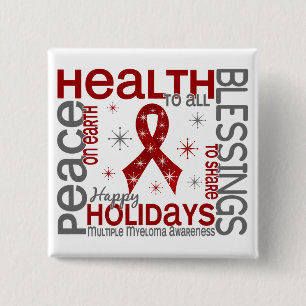 Christmas 4 Multiple Myeloma Snowflakes 2 Inch Square Button