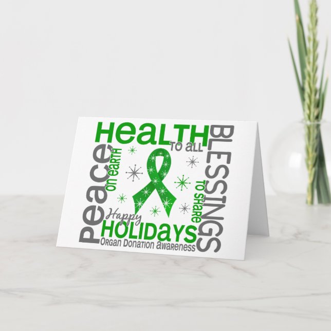 Christmas 4 Organ Donation Snowflakes Holiday Card (Front)