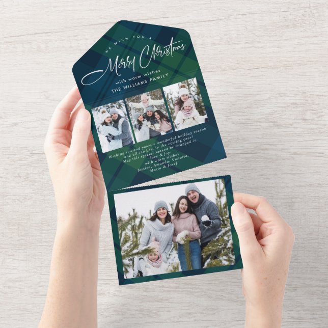 Christmas 4 Photo Greeting QR code Holiday Card (Tearaway)