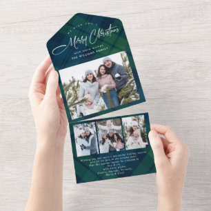 Christmas 4 Photo Grey Code QR Carte de vacances