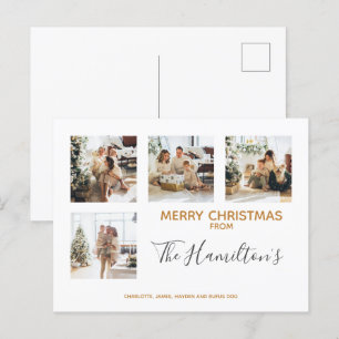 Christmas 4 Photo Personalized Holiday Postcard