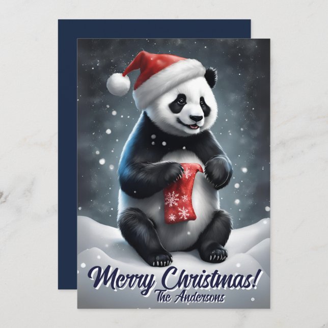 Christmas 5 panda, Happy Holidays, Christmas card (Front/Back)
