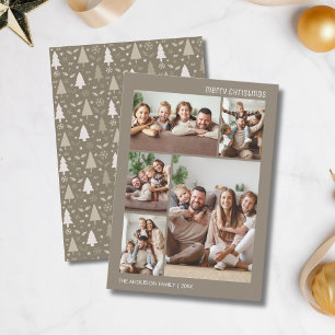 Christmas 5 Photo Collage Family Taupe Holiday Card