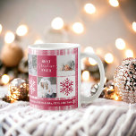 Christmas 5 photos grid best grandma magenta plaid coffee mug<br><div class="desc">Best grandma ever! Cheerful Christmas with Merry and bright snow 5 photos grid collage pink magenta and white plaid flannel and hopeful and love script typography. Add your monogram.</div>