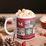 Christmas 5 photos grid best grandma red plaid coffee mug<br><div class="desc">Best grandma ever! Cheerful Christmas with Merry and bright snow 5 photos grid collage green and red plaid flannel and hopeful and love script typography. Add your monogram.</div>