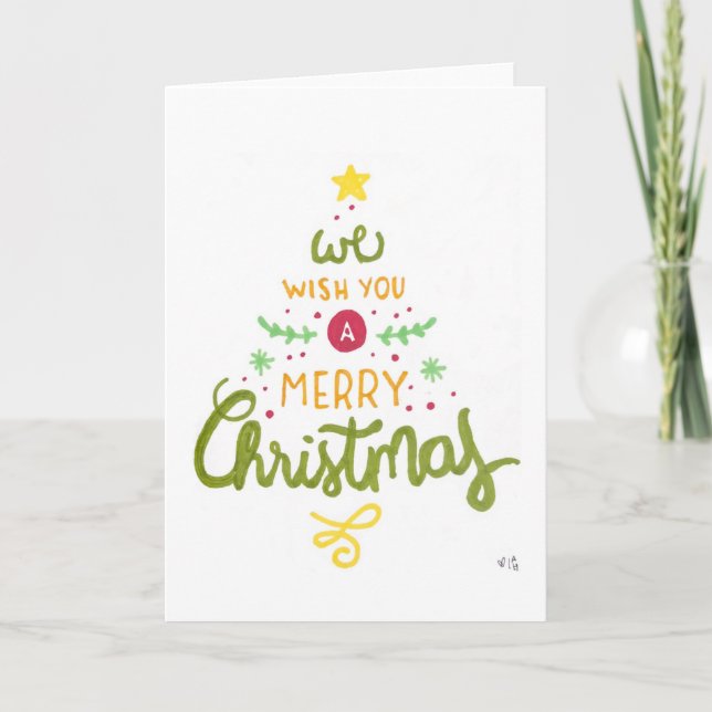Christmas 5 We Wish You A Merry Christmas Holiday  Thank You Card (Front)