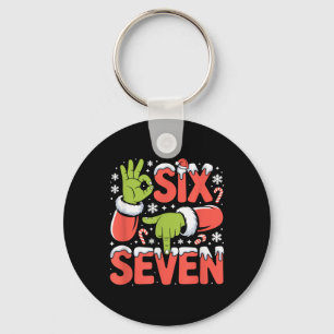 Christmas 67 Funny Meme Xmas Six Seven Santa Hand  Keychain