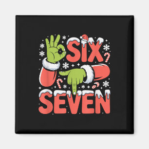 Christmas 67 Funny Meme Xmas Six Seven Santa Hand Magnet