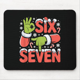 Christmas 67 Funny Meme Xmas Six Seven Santa Hand  Mouse Pad