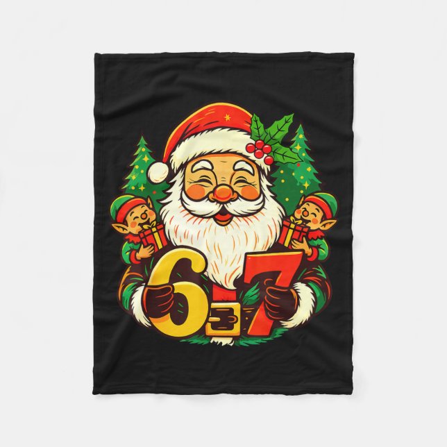 Christmas 67 Funny Xmas Santa Six Seven Meme Gen A Fleece Blanket (Front)