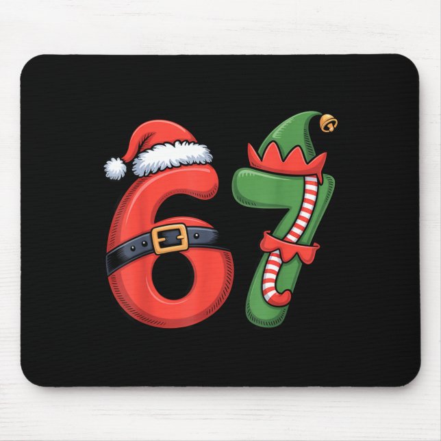 Christmas 67 Meme 67 Santa Elf - Six Seven  Mouse Pad (Front)