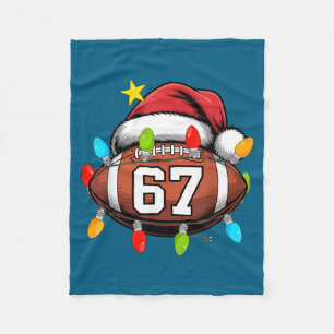 Christmas 67 Meme Football Santa Hat Funny Xmas Bo Fleece Blanket