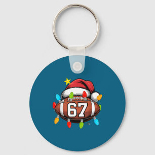 Christmas 67 Meme Football Santa Hat Funny Xmas Bo Keychain