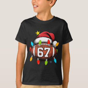 Christmas 67 Meme Football Santa Hat Funny Xmas Bo T-Shirt