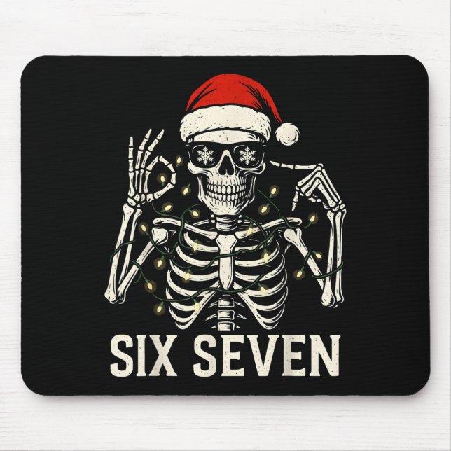 Christmas 67 Meme Skeleton With Santa Hat For Men  Mouse Pad (Front)