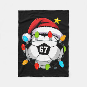 Christmas 67 Meme Soccer Ball Santa Hat Funny Xmas Fleece Blanket