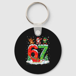 Christmas 67 Six Seven Meme Gen Alpha Reindeer San Keychain