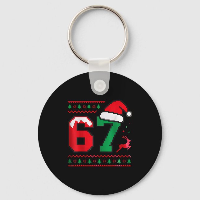 Christmas 67 Ugly Sweater Number 67 Design  Keychain (Front)
