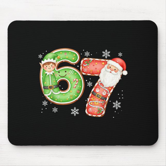 Christmas 6 7 Six Seven Funny 67 Meme Santa Claus  Mouse Pad (Front)