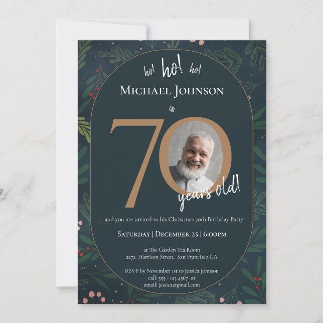 Christmas 70th Birthday Party Invitation (Front)