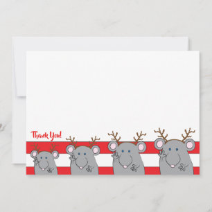 Christmas 7" x 5" Party Thank You/2 sided/Flat You Card
