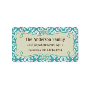 Christmas 9 : Damask Design 3 Return Address Label